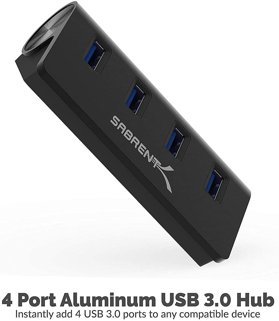 SABRENT 4-Port USB 3.0 Hub - Aluminum Design, Portable Data Hub with 2.5ft Cable for iMac, MacBook, PC - Black (HB-MC3B)