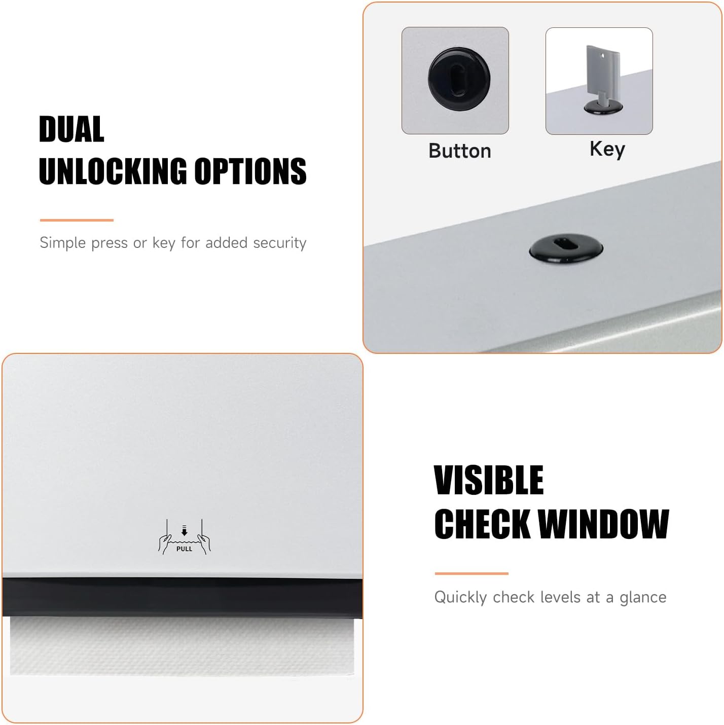 200-Sheet Wall-Mounted Paper Towel Dispenser, Fits Multi-Fold Towels up to 10x3.1 Inches, Perfect for Home & Business (Silver)