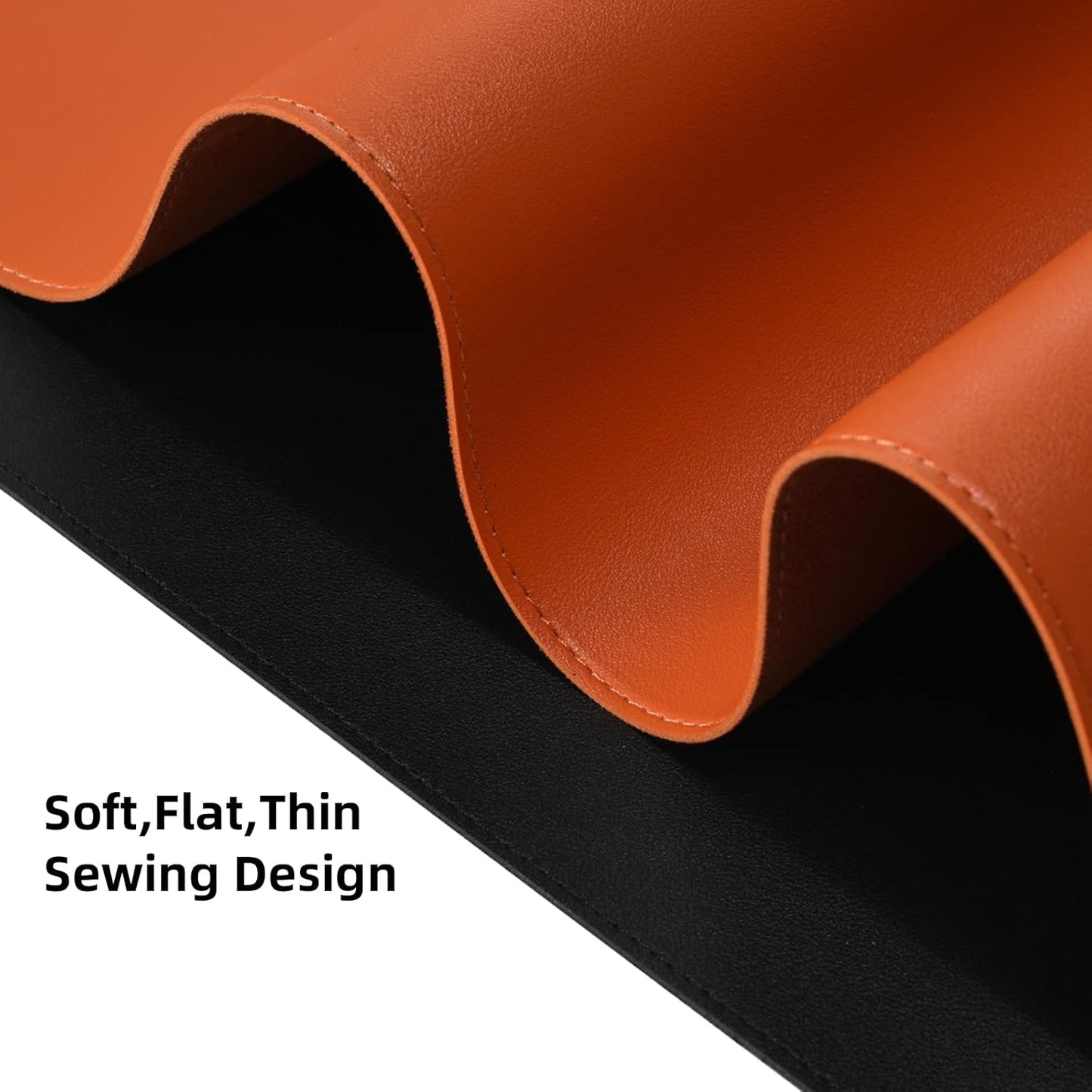 PU Leather Desk Pad Blotter,Waterproof Orange Office Desk Mat for Women,Non-Slip Writing Desk Protector Large Mouse Pad,36x17inch