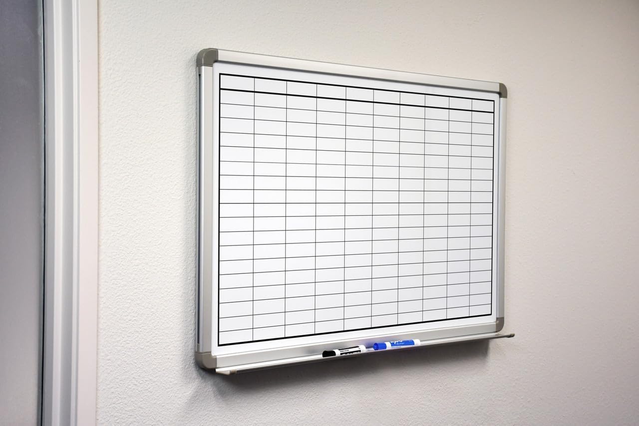 Blank Grid Dry-Erase Whiteboard 48" x 36"