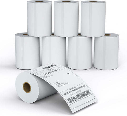 MFLABEL 8 Rolls 4x6 Direct Thermal Blank Shipping Labels for Thermal Printer Shipping Labels with Perforated