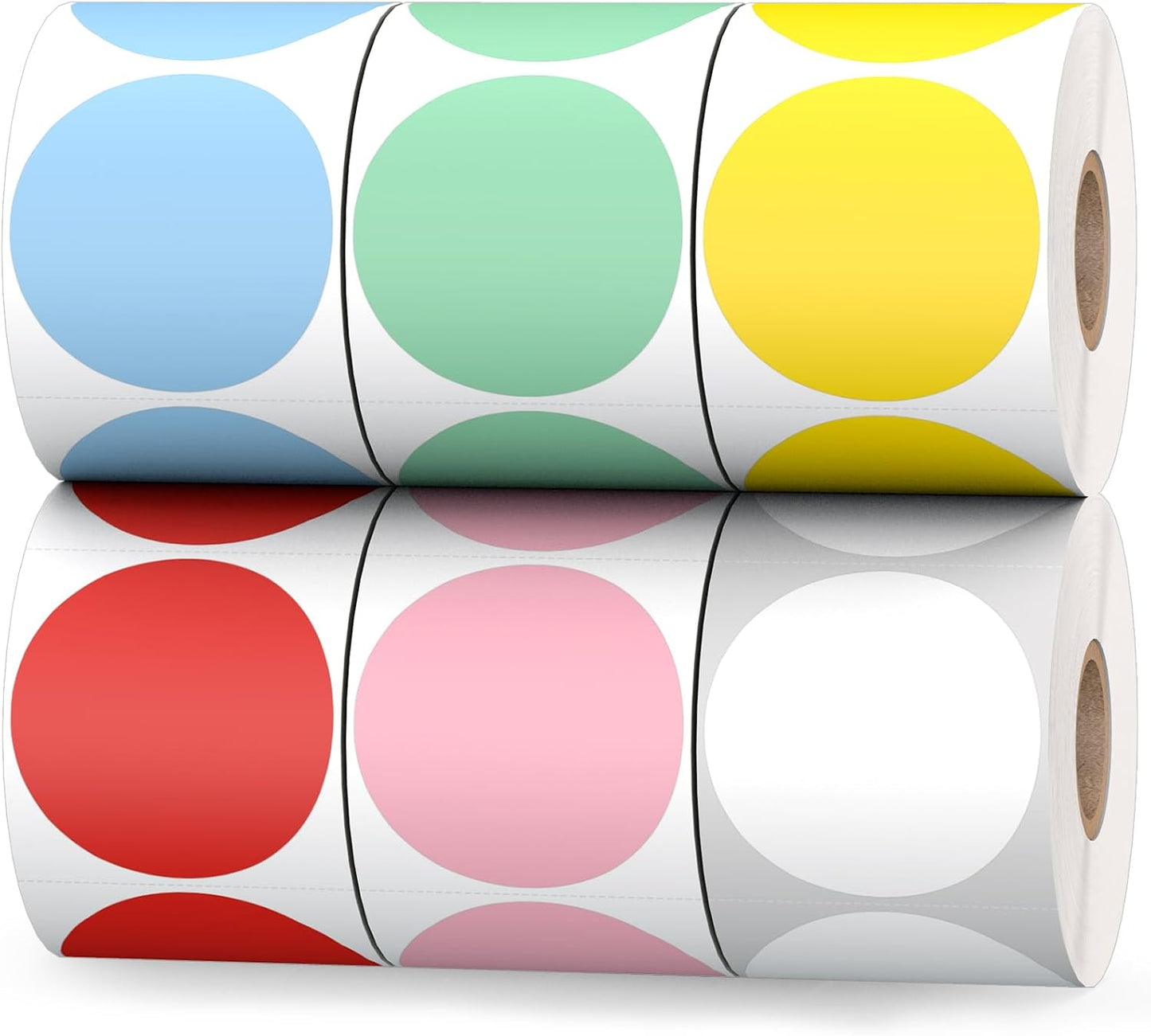 6 Rolls 2" Color Circle Direct Thermal Stickers Labels, Self-Adhesive Round Thermal Labels Printer Stickers for Business, DIY, Code, Name Tag, Envelope Seal