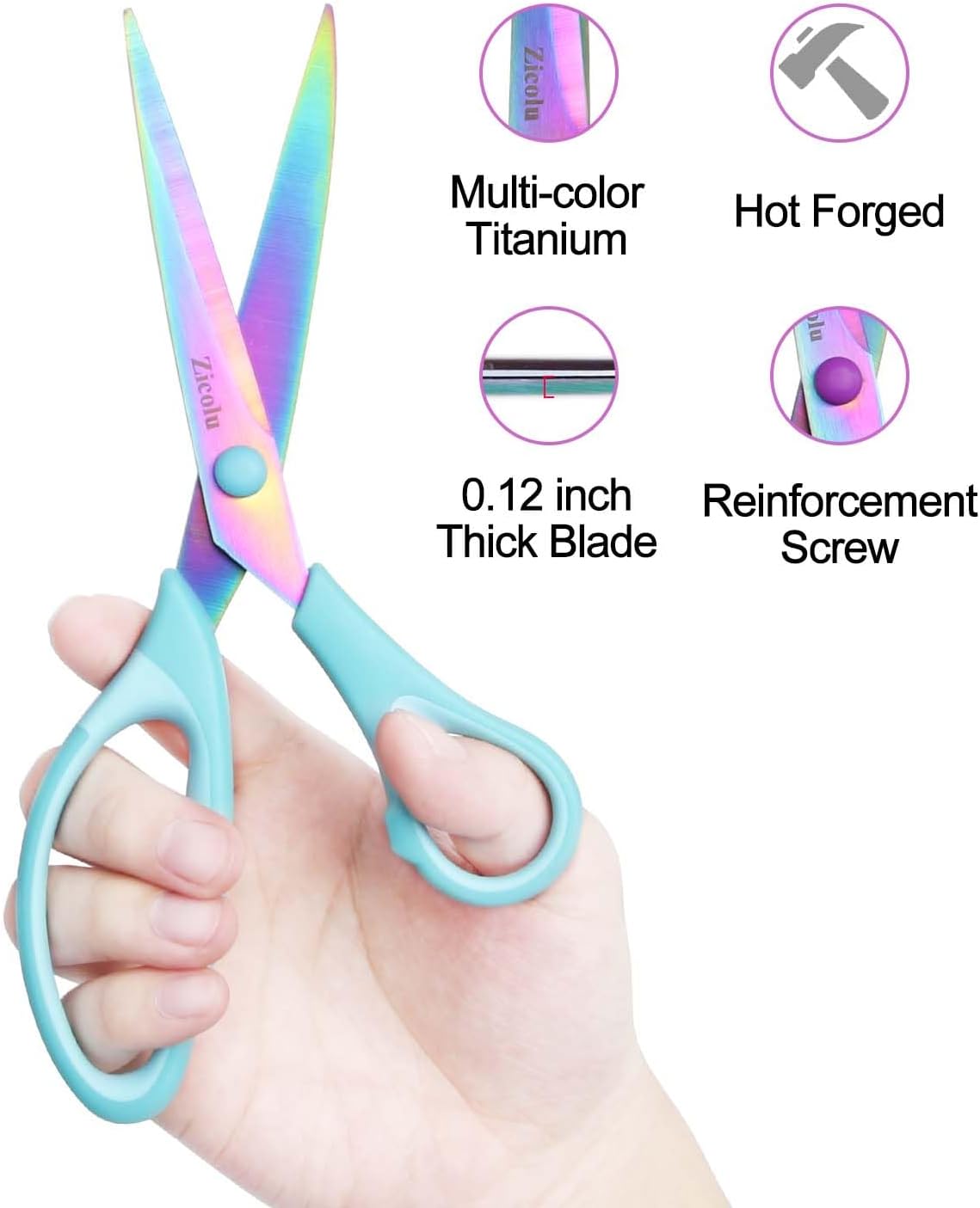 8.5" Scissors All Purpose, Multipurpose Office Scissors Set of 3 pack, sharp Titanium Coating Blade and Soft Comfort-Grip Sturdy Scissors for Fabric School Craft Sewing Home, Right/Left Handed, Blue