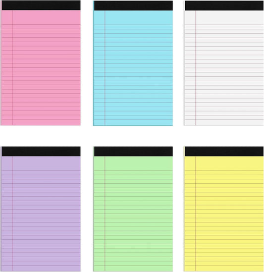 6 Packs Legal Pads 5x8, Totally 180 Sheets Colored Legal Pads 5x8 College Ruled Writing Pads Small Note Pads 30 Sheets/Pad Tablets Lined Notepad for School, Office, To-Do Lists