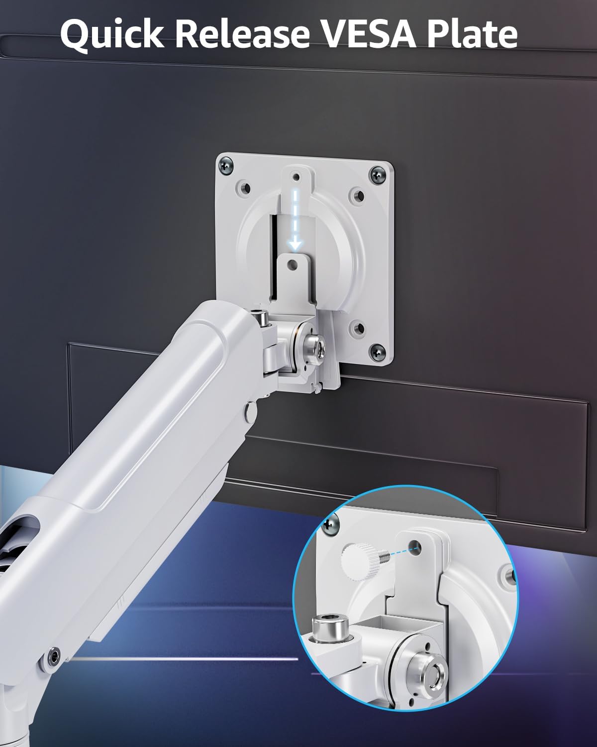 Dual Monitor Mount for 32 27 24 22inch Screens, Gas Spring Monitor Stand for 2 Monitor, Full Adjustable Monitors Desk Mount with C-Clamp＆Grommet Base, Each Arm Holds 4.4-22 lbs, Freelift Pro White