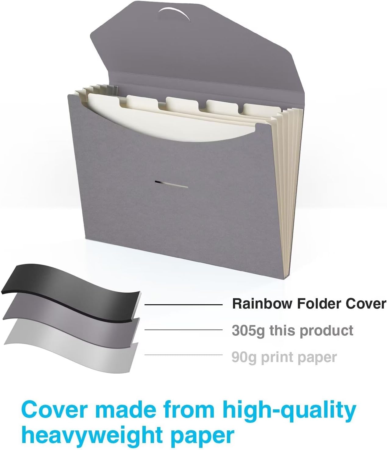 Blue Lake ECOLIFE Plastic-Free Accordion File Folders 6 Pocket Expanding File Folder Organizer Grey