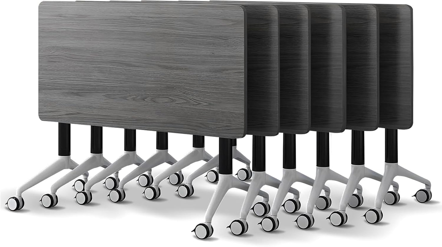Conference Room Table with Flip-Top Design for Dynamic Meetings, Business Table Computer Desk with Heavy-Duty Frame,Foldable Seminar Meeting Tables for Home Office (6, B, 61IN)