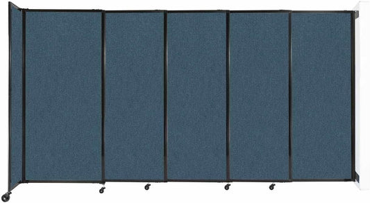 Wall-Mounted Sliding StraightWall Room Divider | Adjustable Widths | Locking Wheels | Room Separator | Up to 11'3" Wide x 6' Tall Caribbean Fabric Panels