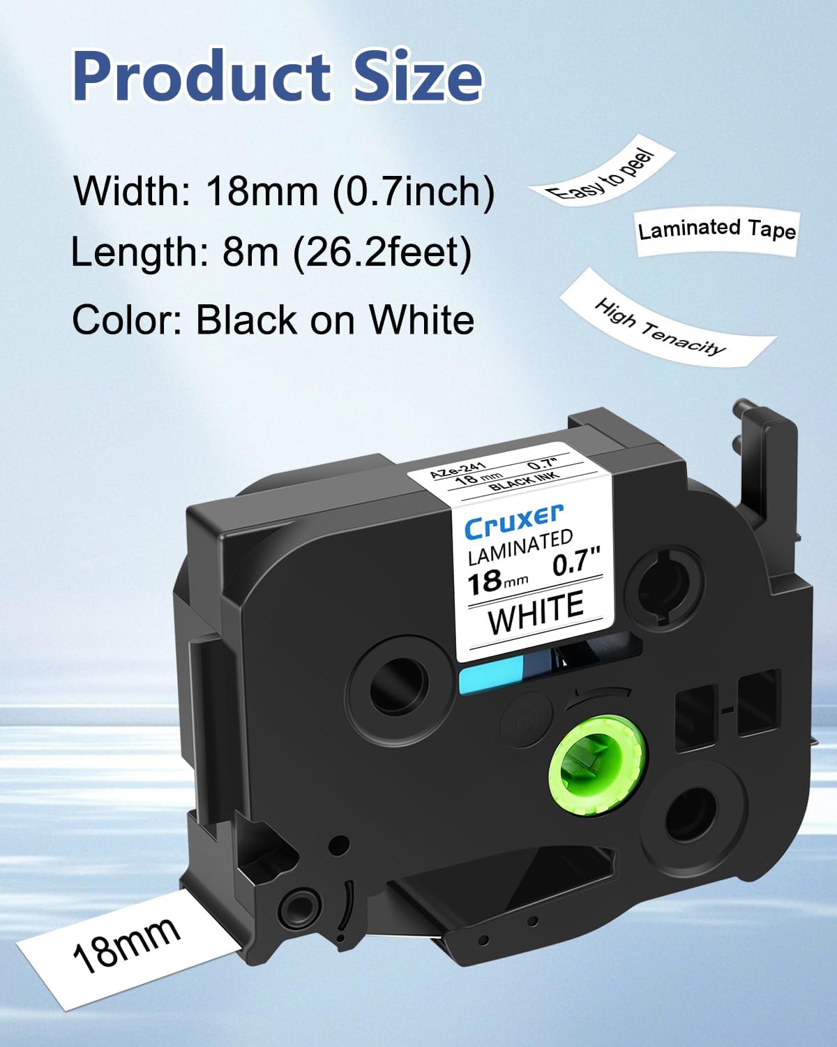 Cruxer 10 Pack Compatible for P-Touch TZe-241 TZe241 18mm 3/4" 0.7" Label Tape Black on White Tape Replacement for Ptouch PTD400AD D450 D600 PTP700 P750W PTH500LI PT1810 1880C 2730 2030 Label Maker