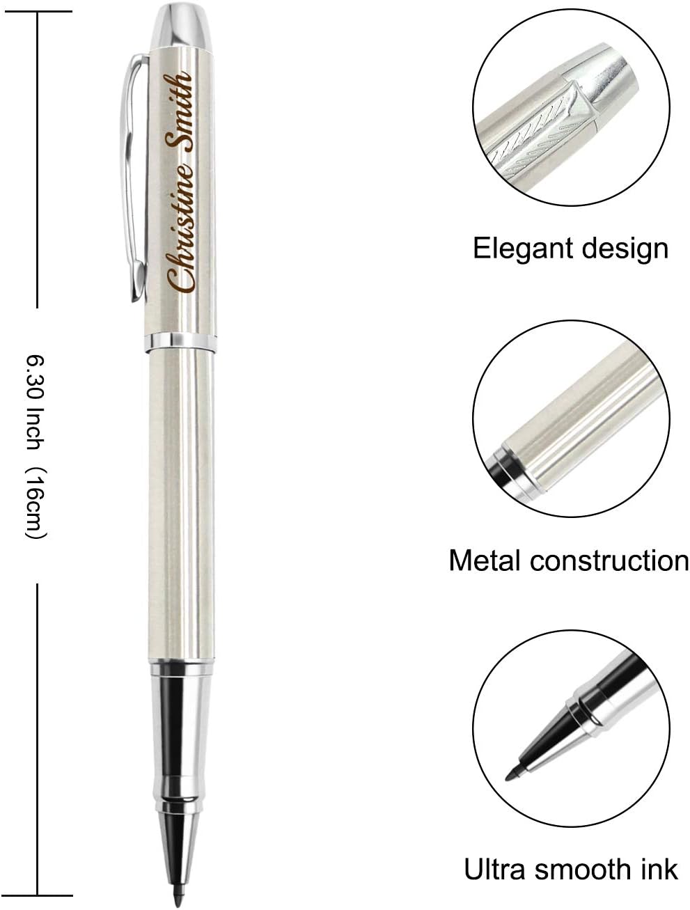 Amlion Personalized Pens Custom Engraved Pen with Name, Refillable Medium Refill, Personalized Gifts for Men Women