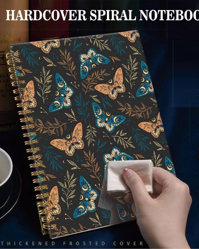 Spiral Journal Notebook,A5 Hardcover Lined Journals for Women Girl 6 x 8.3 in,120 Pages Thick Paper,Cute College Ruled Writing Notebook for Gifts Office Work School(Elegant Boho Butterfly Plant)