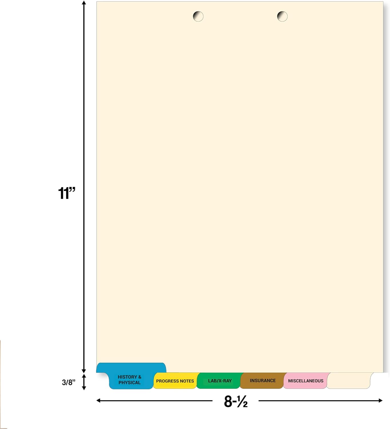 Doctor Stuff - Stock Medical Chart Dividers, 260 Sets of 6 Popular Healthcare Index Tabs, Bottom Tab, 8-1/2" x 11-3/8", File Folder Organizer for Nursing Patient Charts & Medical Records