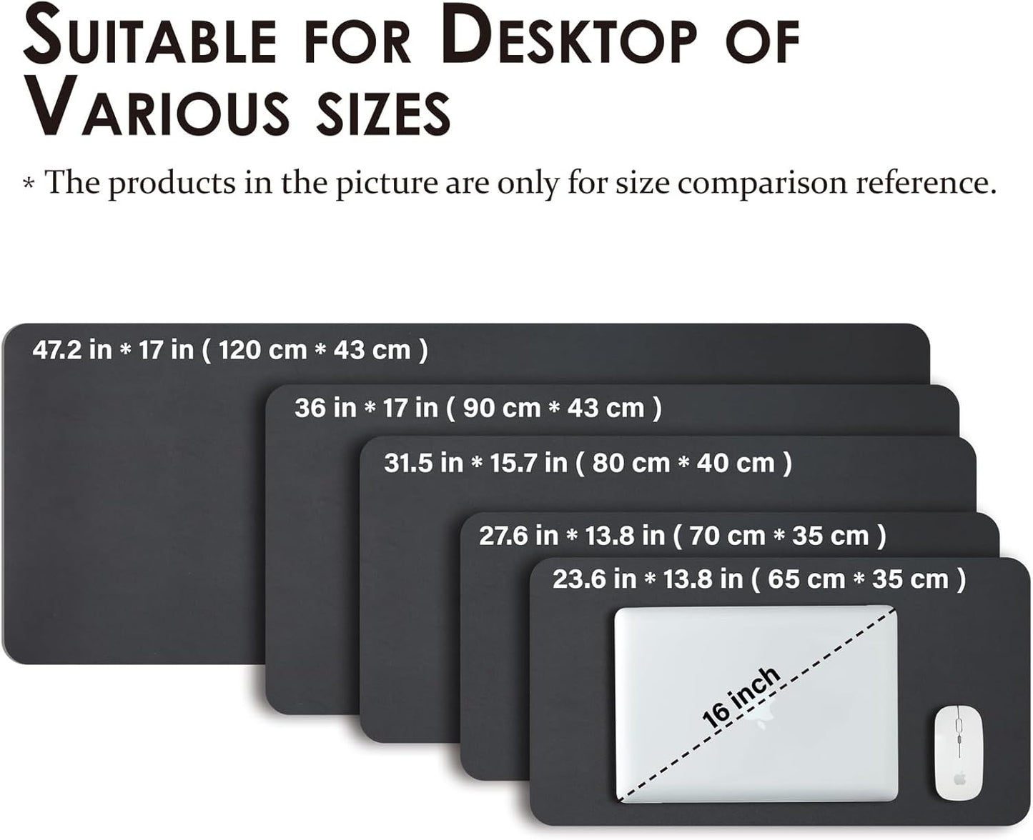 Large Desk Mat - 47.2"x 17" Non-Slip PU Desk Pad for Office and Home - Ideal for Large Mouse Pad and Desk Mats on Top of Desks(Black)