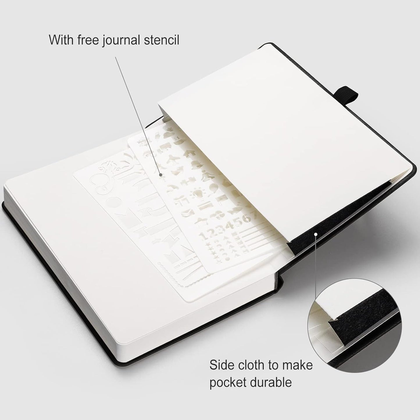 AHGXG Bullet Dotted Journal - 320 Numbered Pages Dot Grid Notebook A5 Thick Journal, 100gsm Thick Dotted Paper, Leather Hardcover,Inner Pocket, 5.75'' × 8.38'' - Black