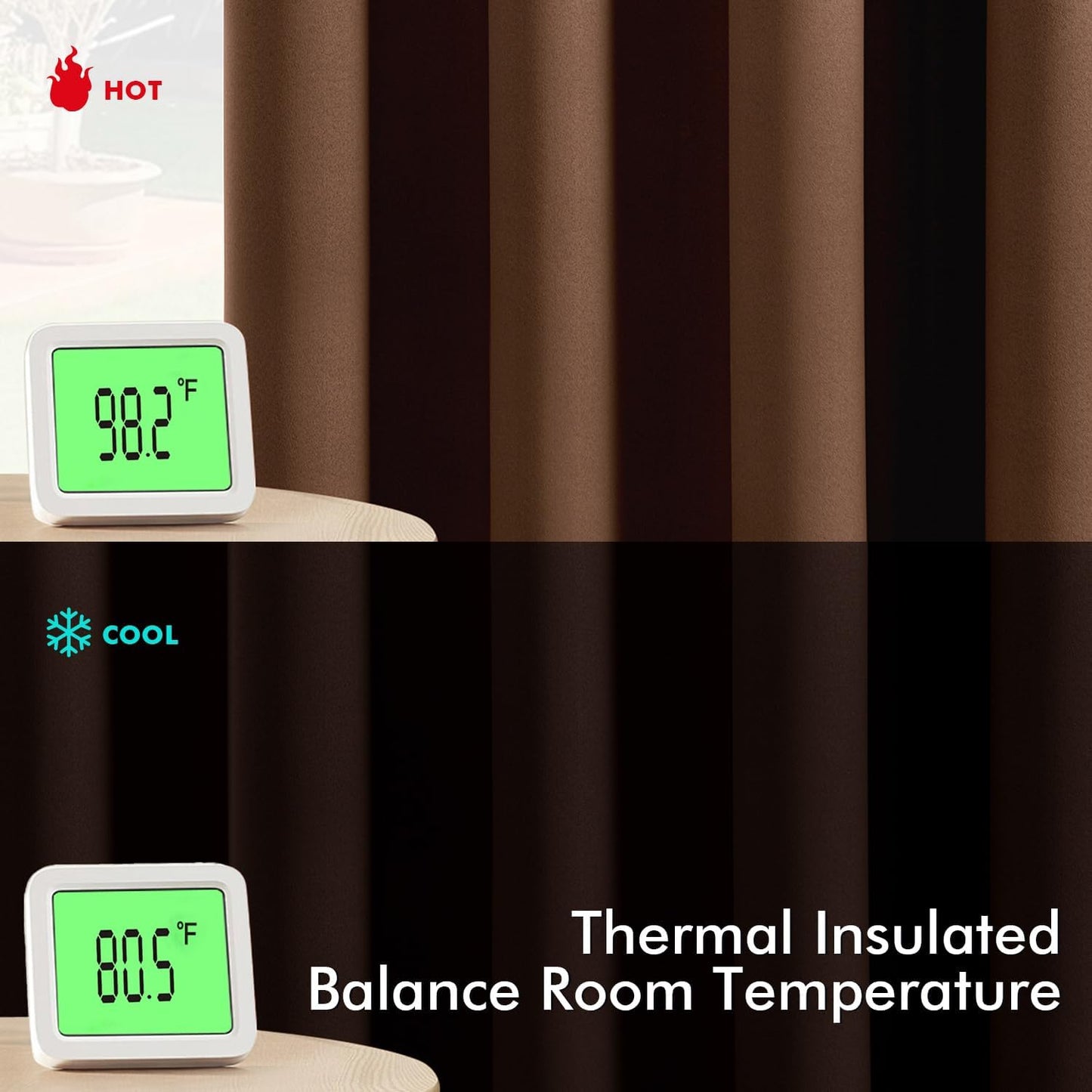 MIULEE Bedroom Blackout Curtains Thermal Insulated Room Darkening Drapes for Living Room Kitchen Grommet Top Light Blocking Window Treatment Curtains, 40 x 45 Inches Long, 2 Panels, Mocha Brown