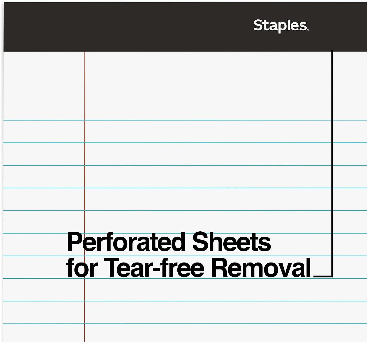 Staples TRU RED Notepads, 8.5 x 11.75 Inch, Wide Ruled Legal Pads, Writing Pad for Home, Office, School, 12-Pack, White
