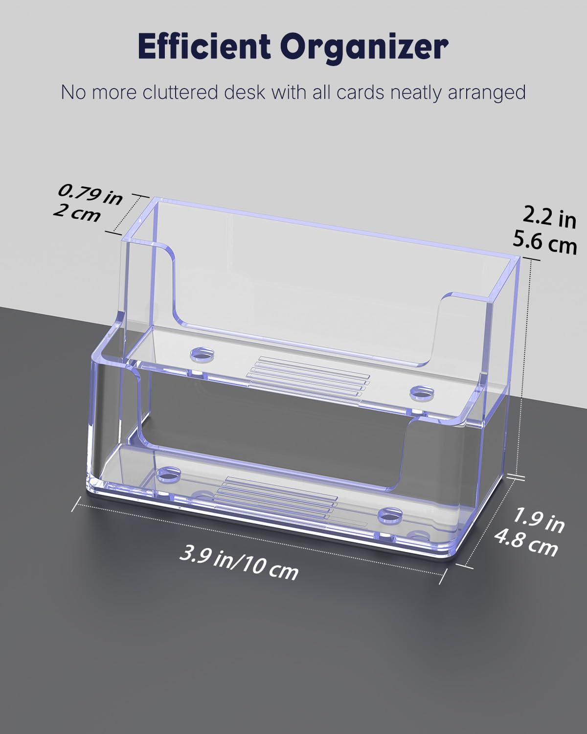 Uniclife Acrylic Business Card Holder for Desk 2 Slots Clear Business Card Display Stand for Men & Women Desktop Business Card Organizer Card Stand for Office Home Exhibition, 120 Card Capacity