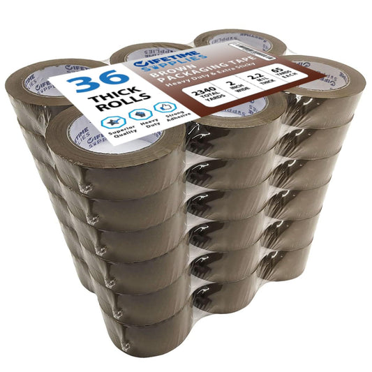 36 ROLLS [UPGRADED] Brown Premium Packing Tape, 65 YARDS, 2.2 mil, Heavy Duty Packaging Tape for Shipping, Moving, Sealing - STRONGER & THICKER