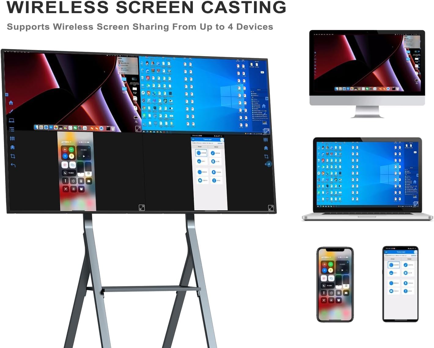 TIBURN FLIP HUB 55" S2 Android 13.0 4K UHD Rotating Smart Board | Digital whiteboard, Ideal for Hybrid Work, Interative Conference and Classroom Electronic Presentation Board with Flip Mobile Stand