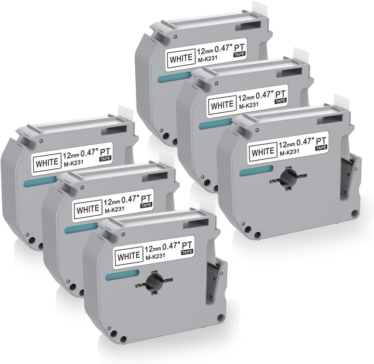 6 x Label Maker Tape Replacement for Brother P Touch M Tape M-K231 M-K231s MK231 MK-231 M231 12mm 0.47 White, Compatible with Brother P Touch PT-M95,PT-90,PT-70,PT-65,PT-85 Label Maker Refills,26.2 Ft