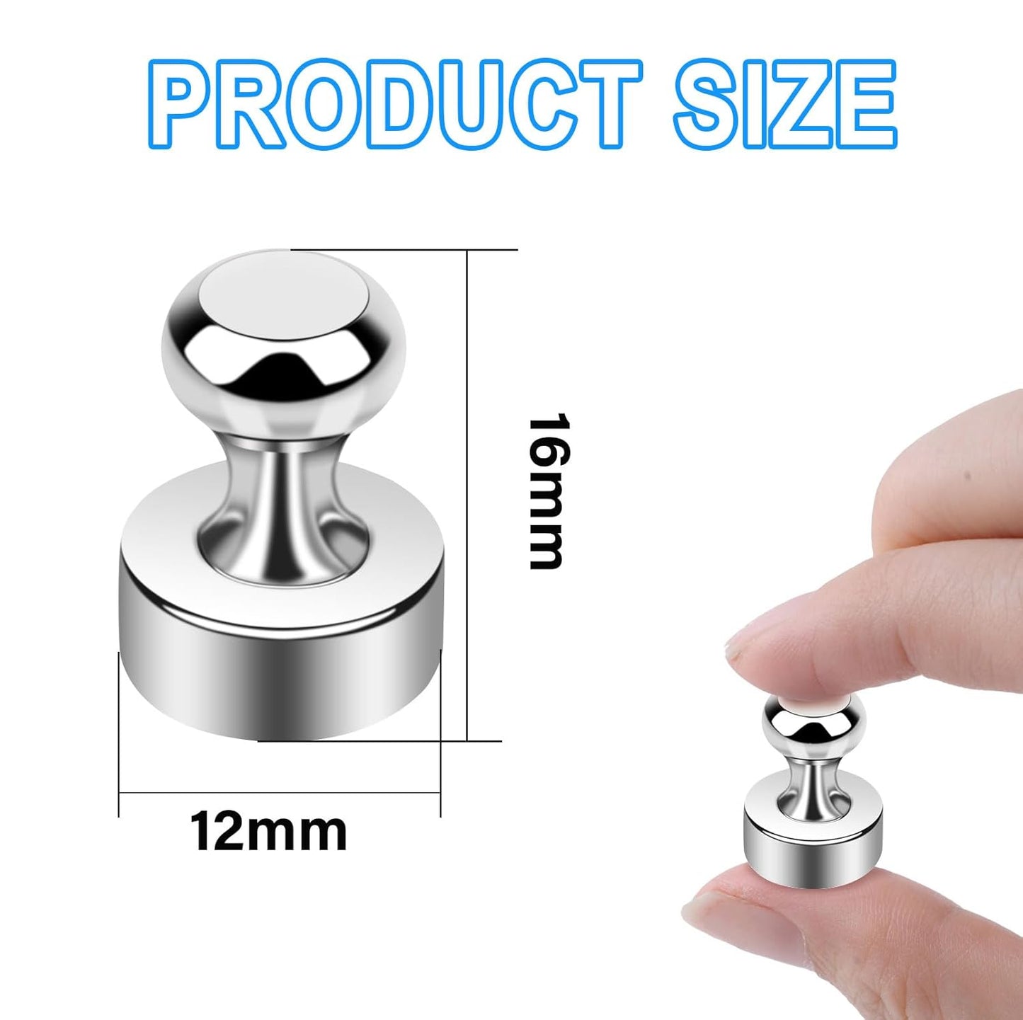 Strong Fridge Magnets Refrigerator Magnets for Whiteboard Small Magnet Push Pin Magnetic Neodymium Tiny for Office Classroom Kitchen Home 16 Pack