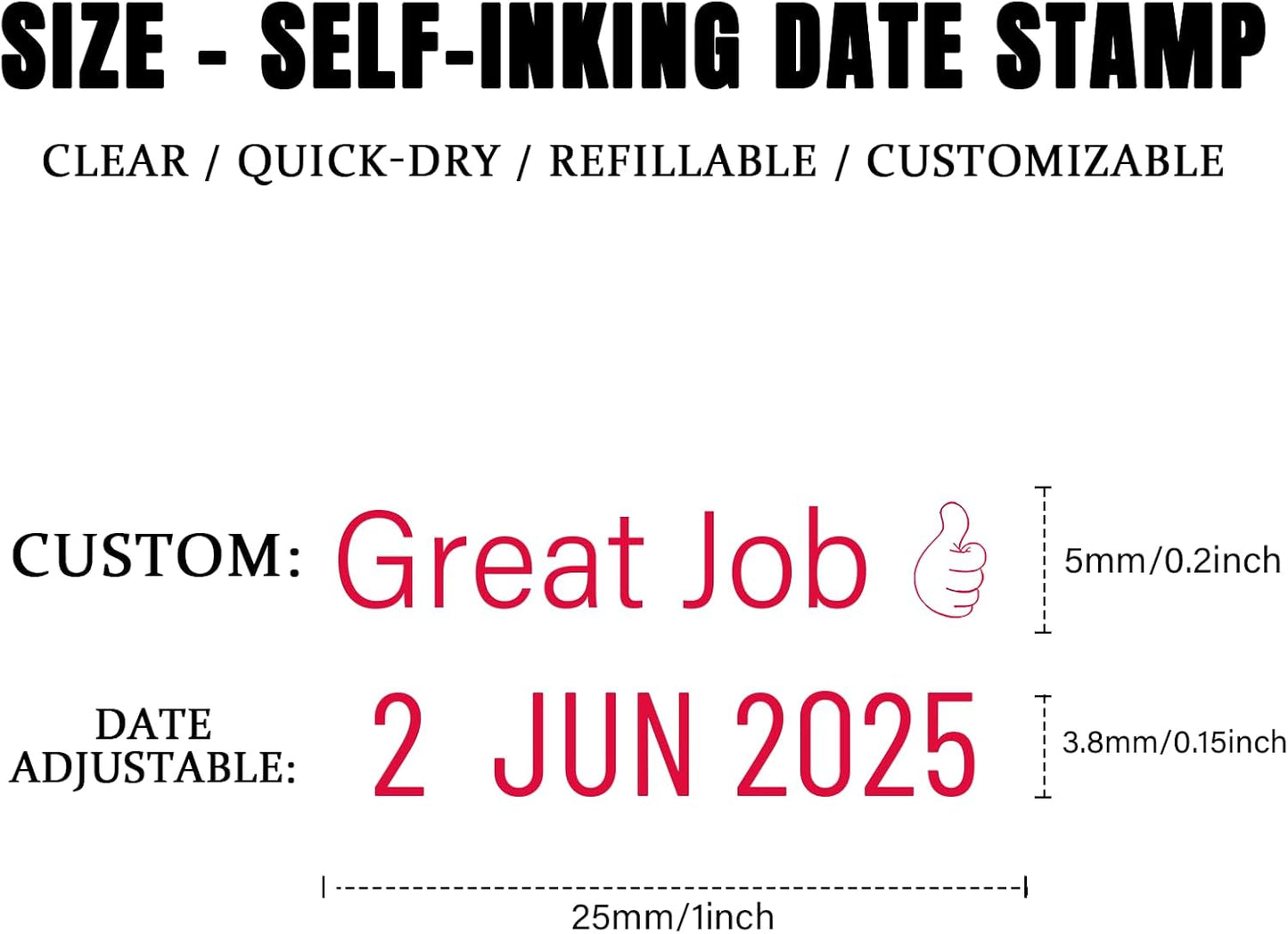 Custom Date Stamp Personalized Signature Logo Stamp with Date Self Inking Signature DD MMM YYYY Stamper for Business 1 Line Name Text with Date Choose from Multi Fonts & Colors