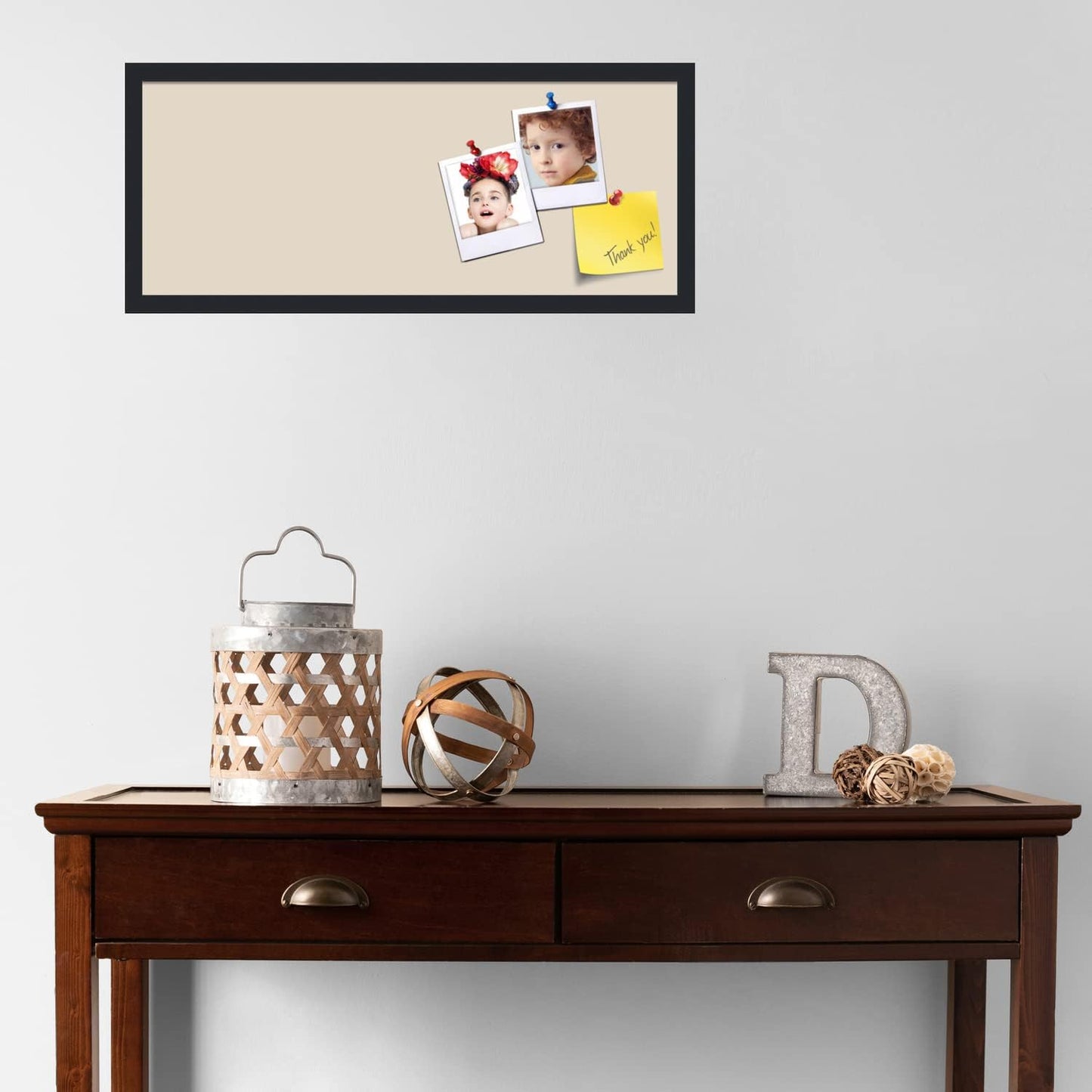 PinPix 30x12 Inch Cork Bulletin Board. This Decorative Framed Pin Board Comes with Desert Pastel Design and a Satin Black Frame. Ideal for Home Office Decor or Message Board (PinPix-1815)