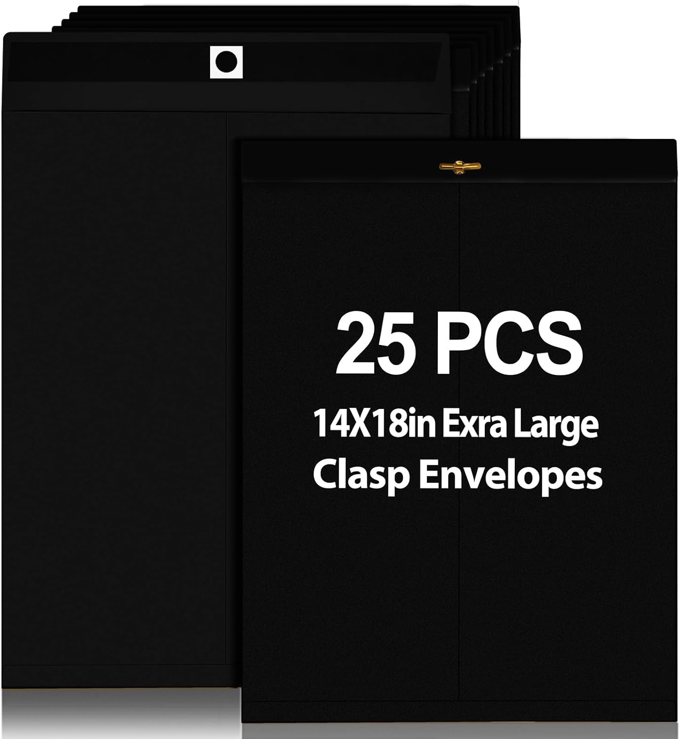 25 Pcs Clasp Envelope 14 x 18 Inch Large Manilla Envelopes with Clasp Closure for Mailing Thick Documents Home, Business, Legal or School Office Storing(Black)