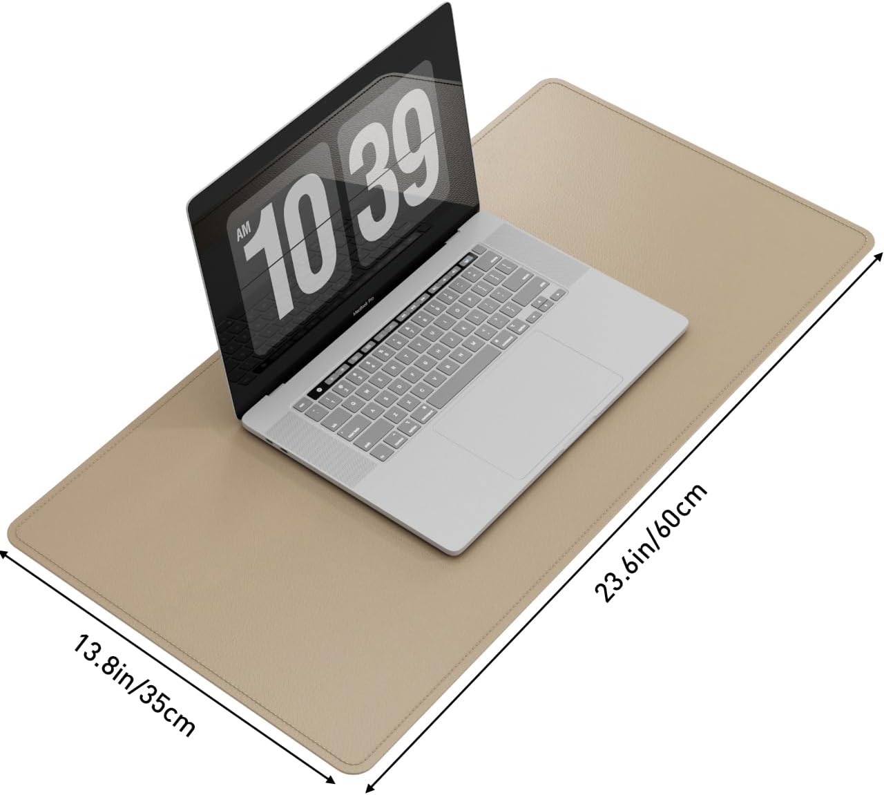 DAWNTREES Desk Mat Protector,PU Leather Laptop Pad,Non Slip, 23.6" x 13.8" Large Mouse Pad and Keyboard Mat, Waterproof Writing Pad for Office and Home (Beige)