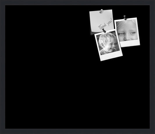 PinPix 28x24 Inch Cork Bulletin Board. This Decorative Framed Pin Board Comes with Solid Black Design and a Satin Black Frame. Ideal for Home Office Decor or Message Board (PinPix-622)