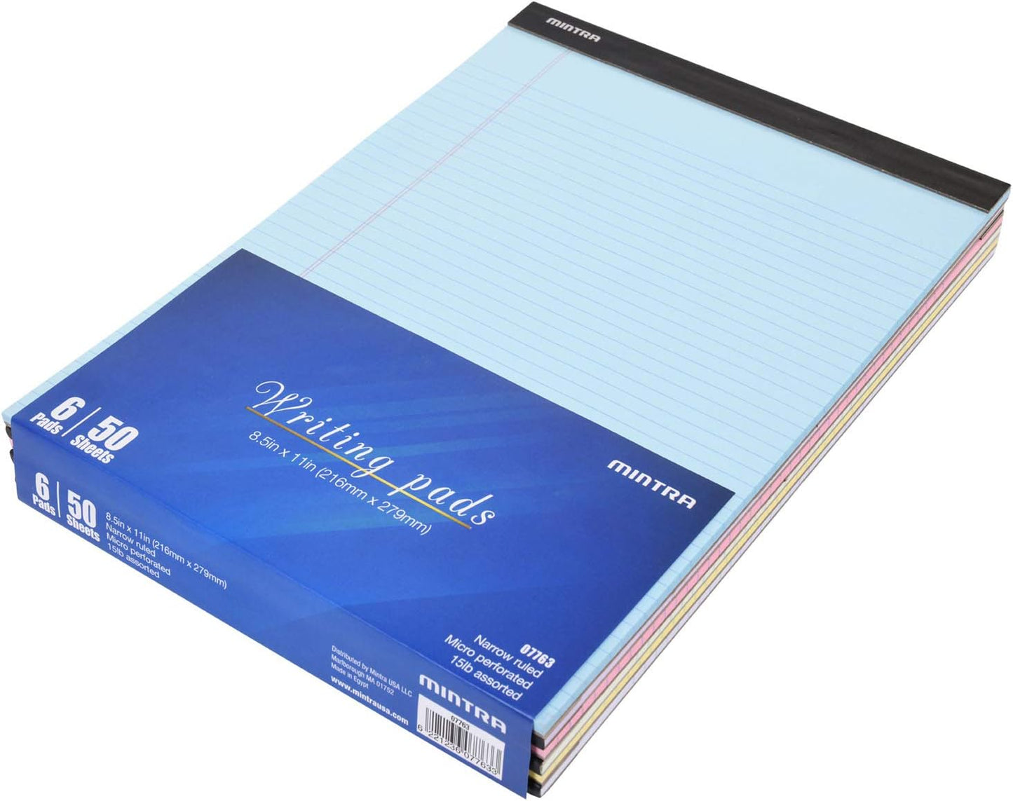 Mintra Office Legal Pads, ((Basic 6pk - (Pastel Version #2), 8.5in x 11in, Narrow Ruled))