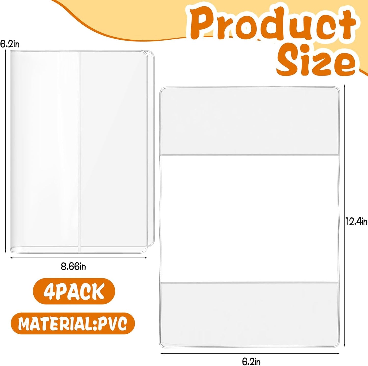 4 Pack A5 Clear Cover, Transparent A5 Jelly Planner Cover Waterproof Notebook Cover Plastic Sleeves Slip on Book Covers for Journal Weeks Planners and Books