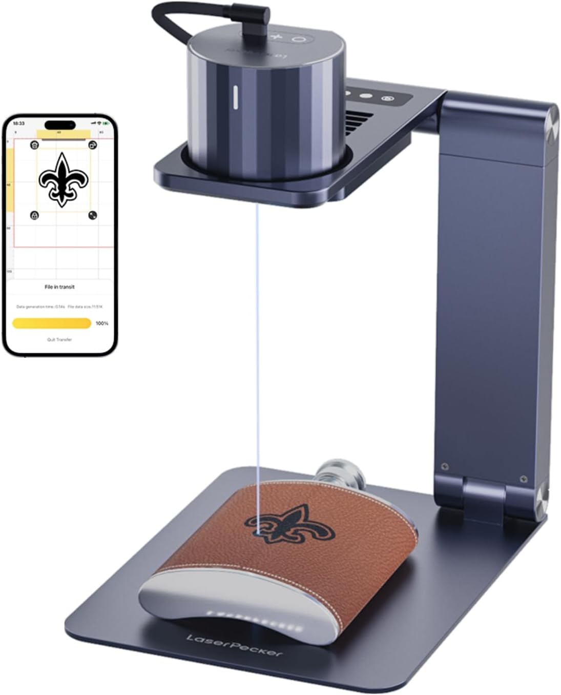 LaserPecker LP1 Pro Laser Engraver for Beginners, Mini Diode Wood Leather Felt Laser Engraver Portable Small Laser Engraving Machine, Suit Set with Laser Safety Glasses + Auto-focus Stand