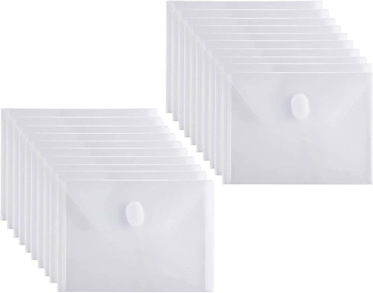 5x7 Small Plastic Envelopes Receipt Check Storage File Holder Case 20 Pack Hook & Loop Closure