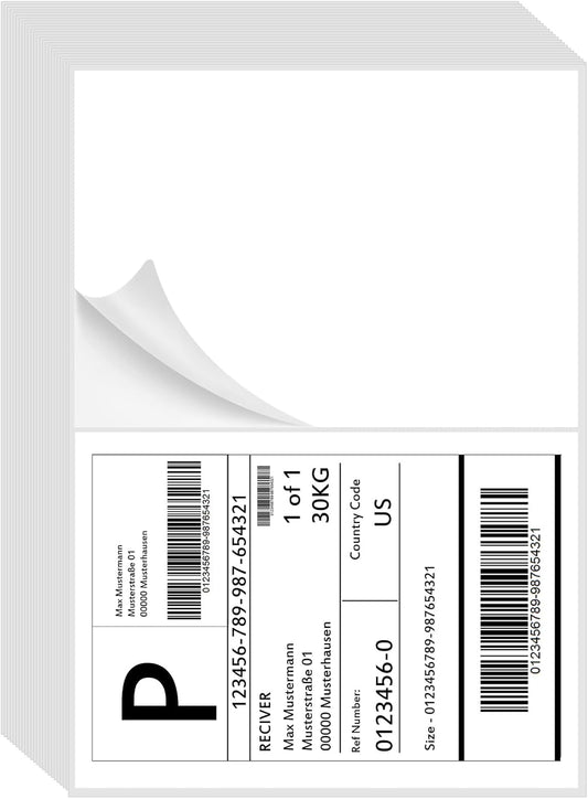 Half Sheet Self Adhesive Shipping Labels, 8.5" x 5.5" Address Labels Laser/Ink Jet White Blank Shipping Labels (2000 Sheets/4000)