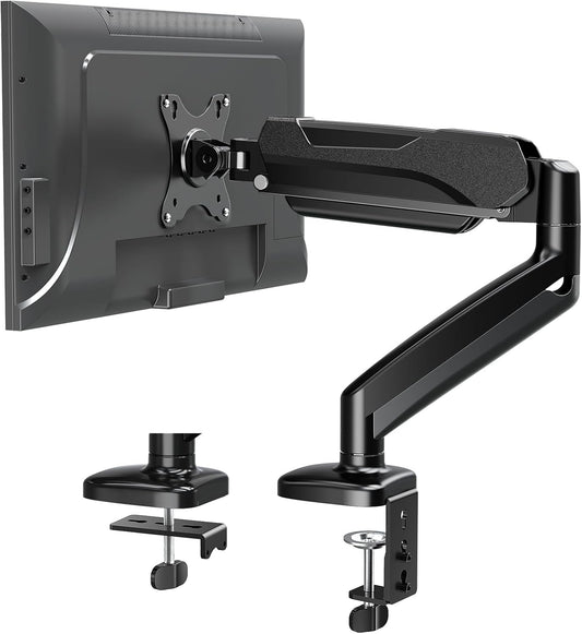 MOUNTUP Monitor Arm Desk Mount, Fully Adjustable, Computer Monitor Stand for 17-30 Inch, 4.4-17.6lbs Screen, VESA Mount with C Clamp & Grommet Base, Black