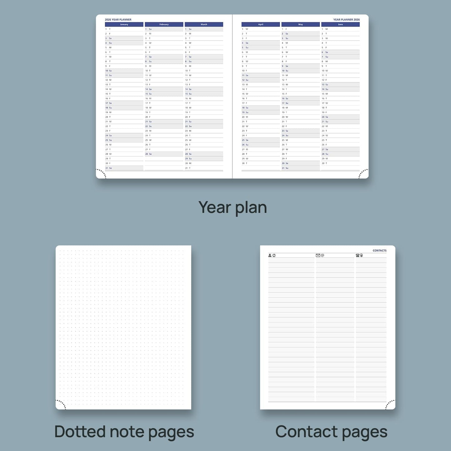 POPRUN Weekly Planner 2025-2026, 7.25'' x 8.5'', 15-Minute Hourly Appointment Book (July 2025-June 2026) with PU Leather Softcover, Monthly Tabs, Inner Pocket - Brown