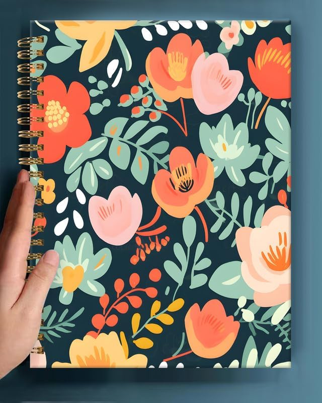 Spiral Journal Notebook,A5 Hardcover Lined Journals for Women Girl 6 x 8.3 in,120 Pages Thick Paper,Cute College Ruled Writing Notebook for Gifts Office Work School(Colorful Spring Floral)