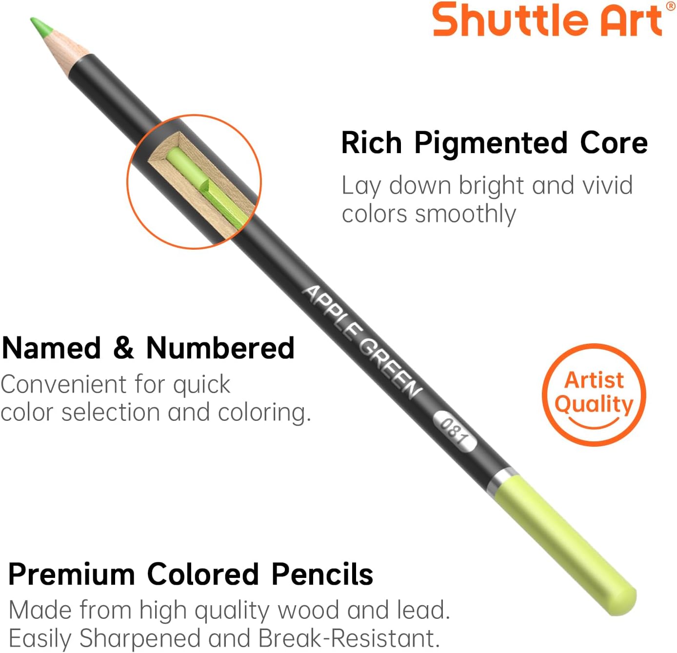Shuttle Art 36 Colored Pencils, Botanical Themed Colored Pencils for Adult, Soft Core Color Pencils, Coloring Pencils for Adults Kids Artists Beginners Drawing Coloring Sketching