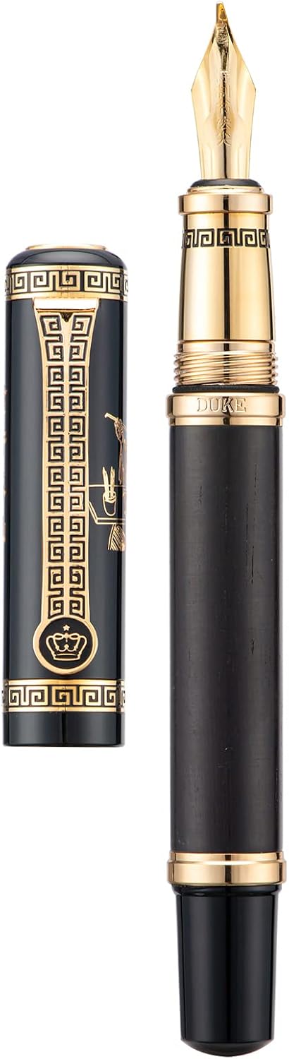 Lanxivi Duke Fude Pen Bent Nib Ebony, Sima Qian Memorial Fountain Pen Medium to Broad Art Drawing Calligraphy Handwriting Pen