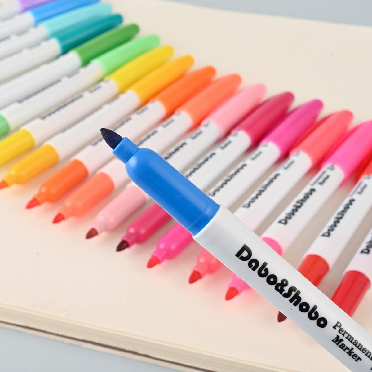 Dabo & Shobo 48 Colors Permanent Markers, Fast Drying, Suitable For Classroom Office Meeting，Works On Plastic, Wood, Stone, Metal and Glass for Doodling, Coloring, Marking