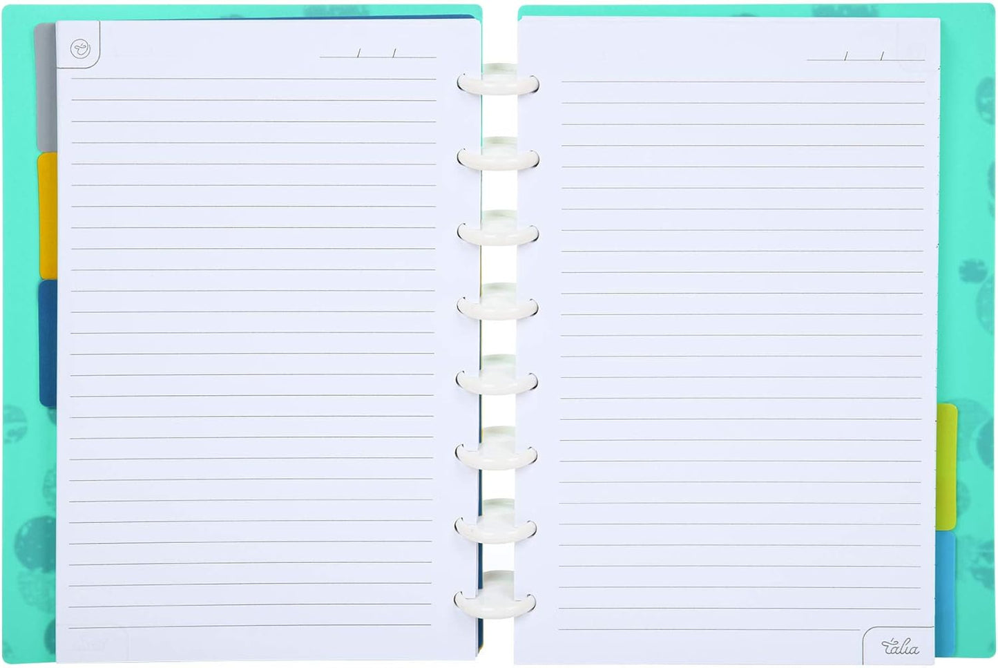 Talia Discbound Notebooks, Planner, Customizable, (xTeal Bounce, Junior (5.5in x 8.5in))