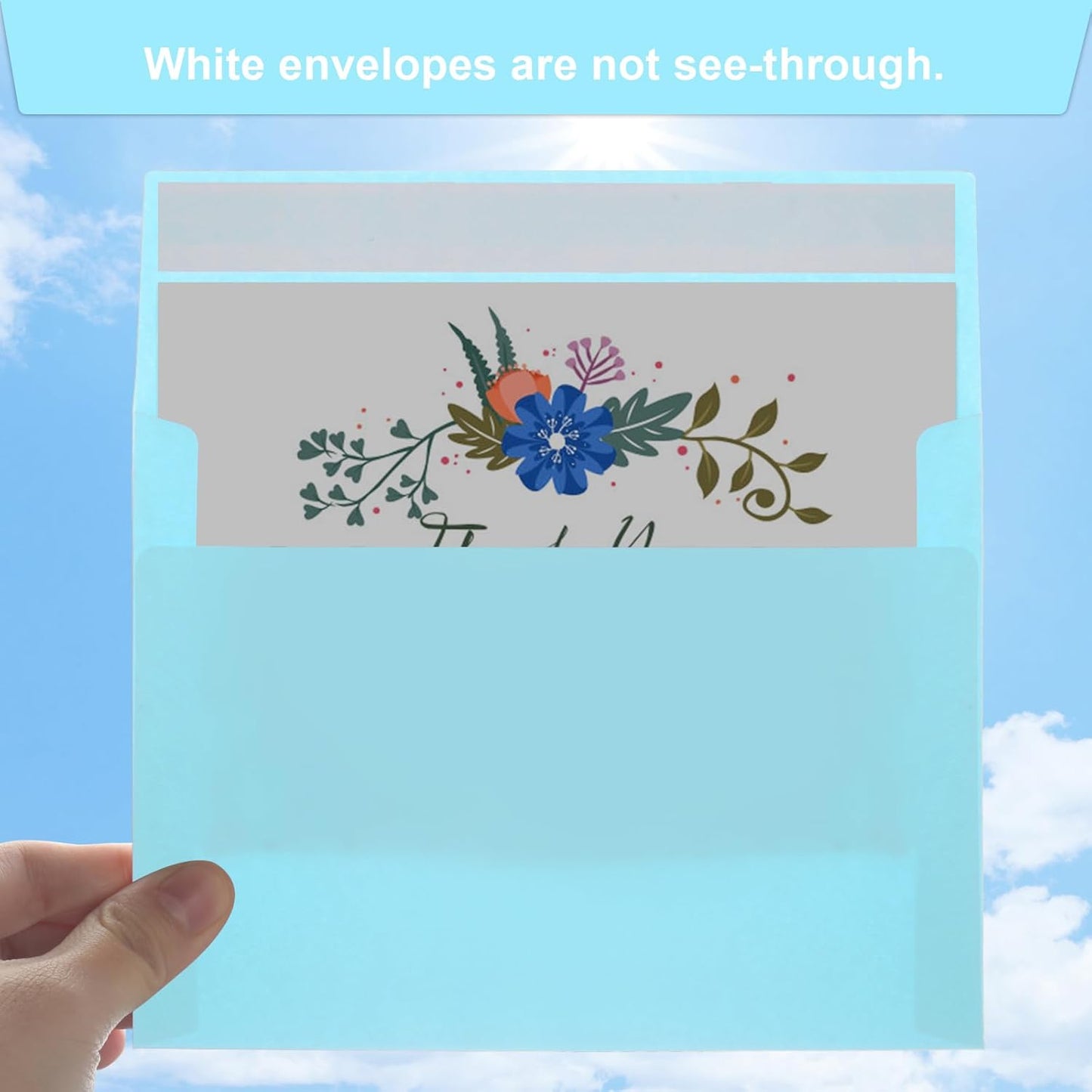 Joyberg 50 Pack Blue 5x7 Envelopes - Self Seal for Weddings, Invitations, Photos & Greeting Cards