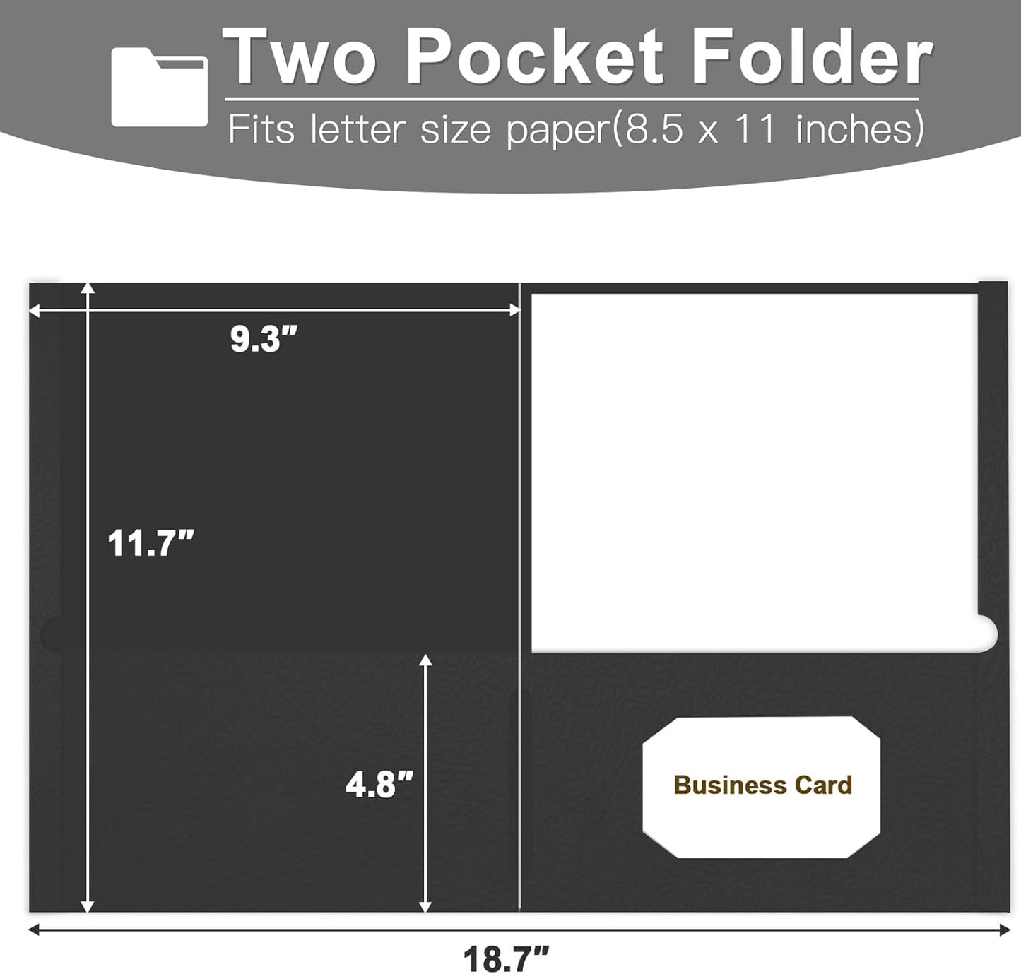 Folders with Pockets, LAYZZ 30 Pack Paper Pocket Folders, 2 Pocket Folders Fits Letter Size Paper, for School Office and Home (Black)