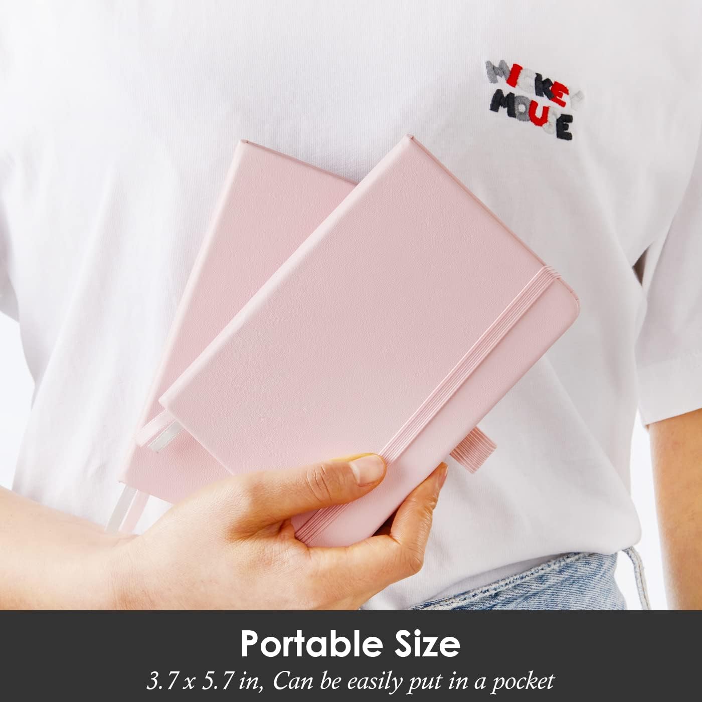 Small Notebook Journal with Pen, 3 Pack Mini Pocket Size Pink Journals Notebooks Bulk for Women Work School Writing Note Taking