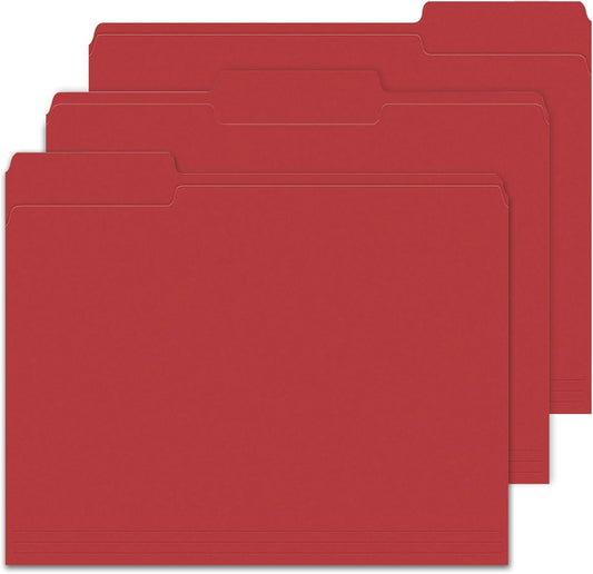 File Folders,IntoJoy 120 Pack Colored File Folder Letter Size, 1/3 Cut Tab Filing Folders for Office School Business File Document Organization,Red