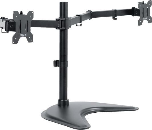 VIVO Dual Ultrawide Monitor Mount, Free-Standing Desk Stand for 2 Screens up to 38 Inches, Heavy-Duty Adjustable Arms, Max VESA 100x100mm, Black, STAND-V038F