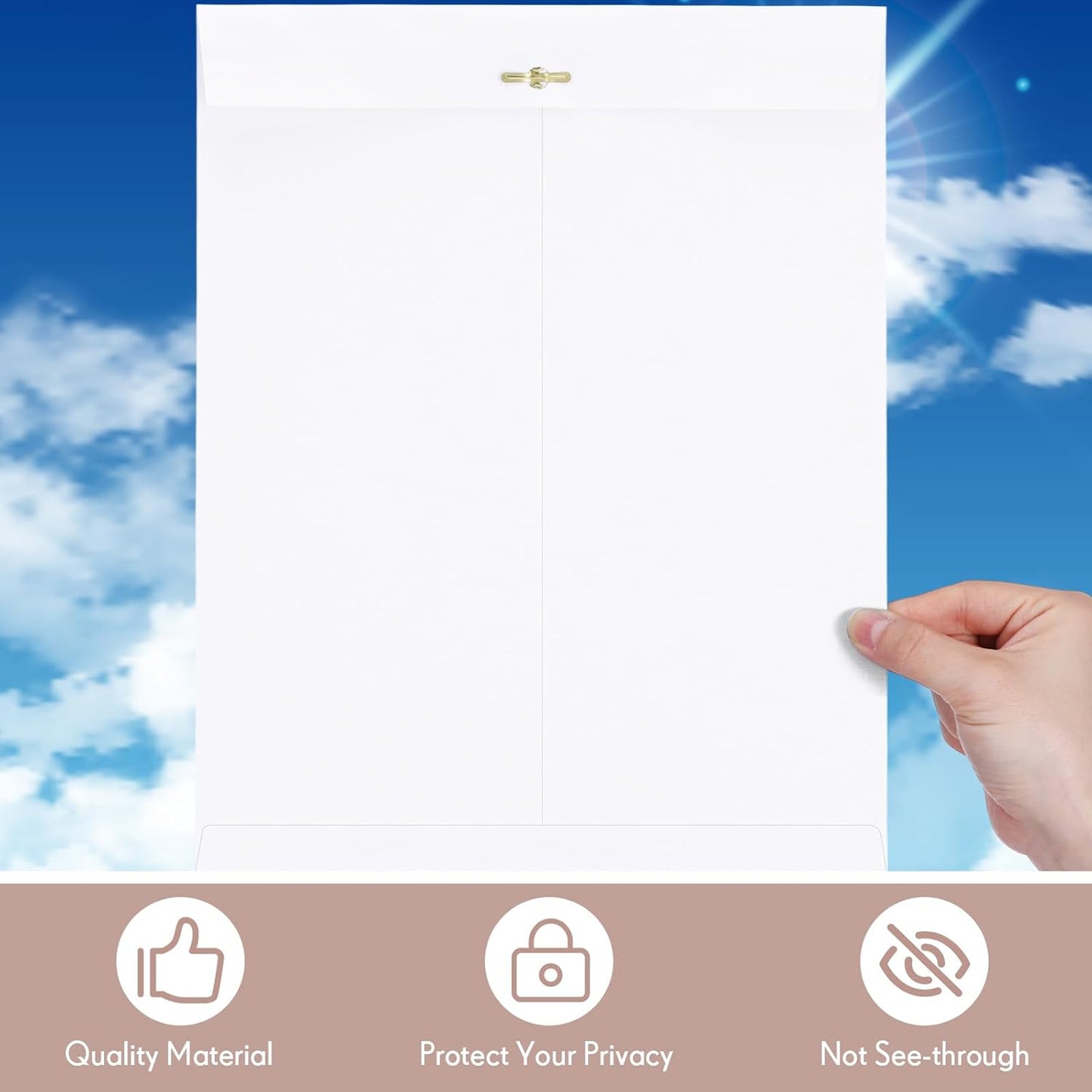 Teling 50 Pcs Manilla Envelopes Clasp Kraft Catalog with Closure for Storing Mailing 28 lb Kraft Envelope Paper for Office Document School Business Home (White,10 * 13)