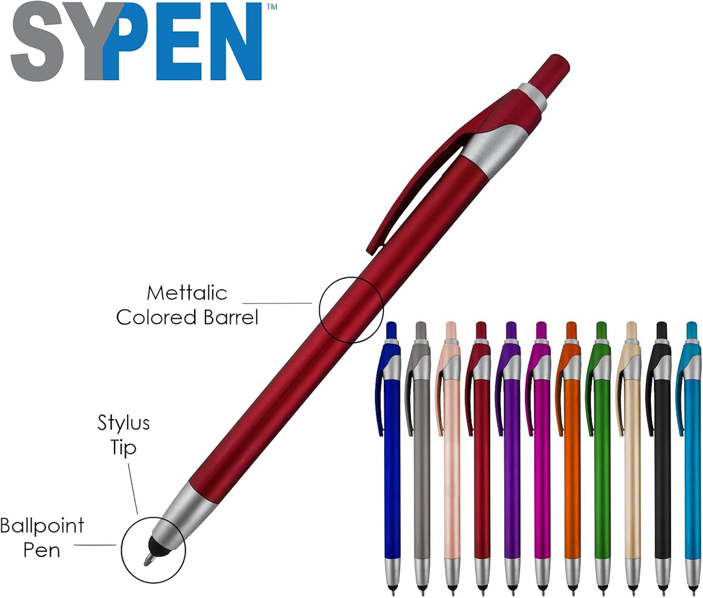 Personalized With your Custom Logo or Text Pens-Pack of 450- for Marketing, Parties, and Events, 2 in 1 Capacitive Stylus & Ballpoint Pen Compatible With Touchscreen Devices, Blue Ink, Blue Pens
