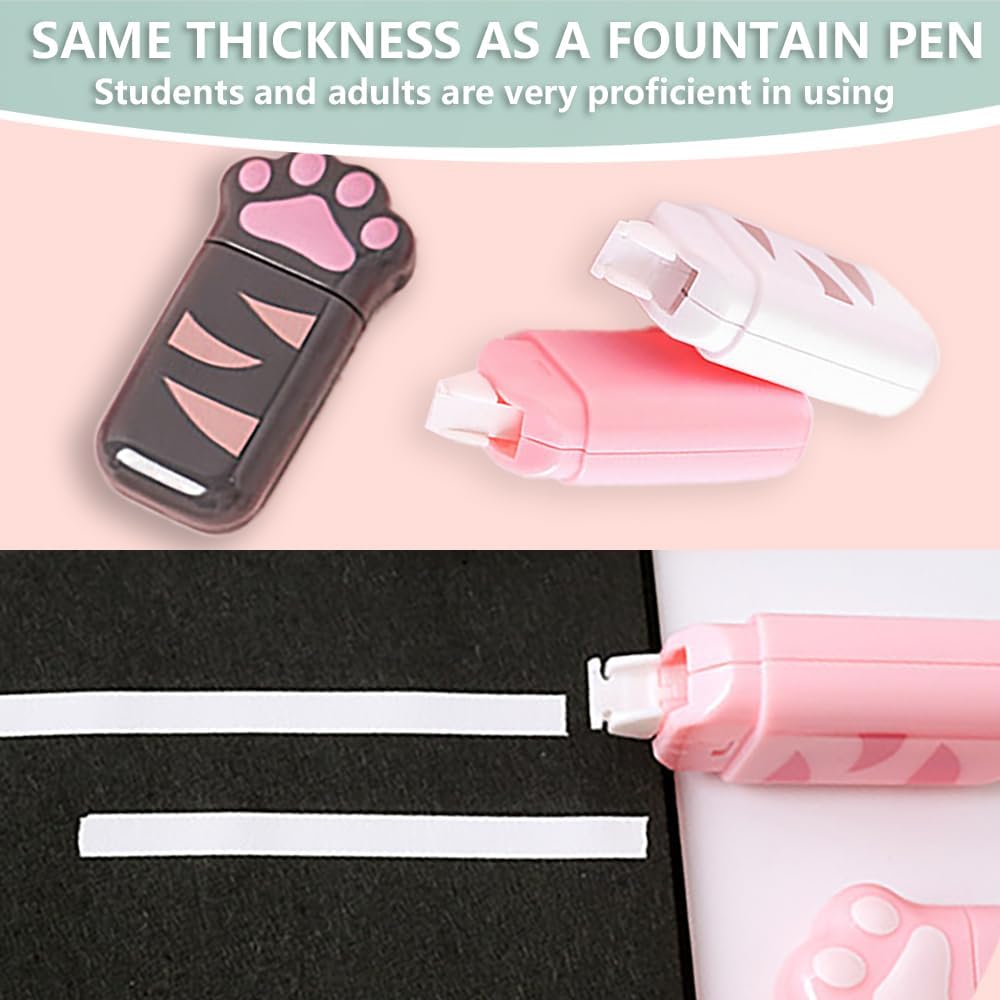 white Corrcetion Tape,6 Pack Mini Japan Corrcetion Tape Pen,with Easy to Use Kawaii Cat Paw Applicator,Cute Stationery Set Kawaii Birthday Gifts set for Back to School Supplies